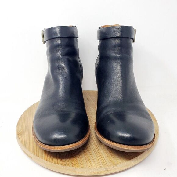 Kork Ease Ankle Boots Womens 9 Maddelena Black Leather Bootie Belted Buckle Moto - Picture 3 of 15